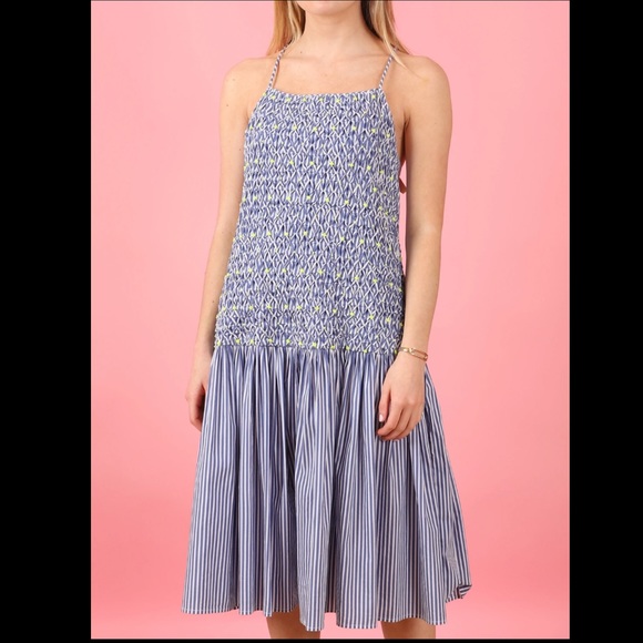 Tanya Taylor Dresses & Skirts - TANYA TAYLOR Cindy Stripe blue drop waist dress